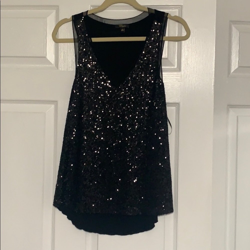 Black Sequin Tank Top